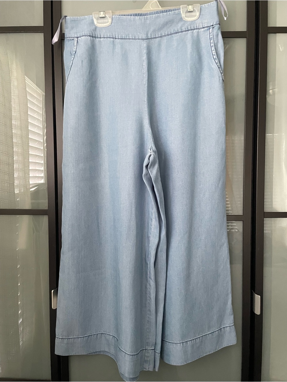 Light Blue Wide-Leg Pull-On Pants for Women